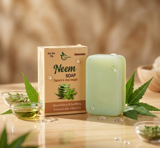 Vyanora Handmade Neem & Tulsi Soap (Combo of 5 x 75g) - Nature's Clear Skin Remedy