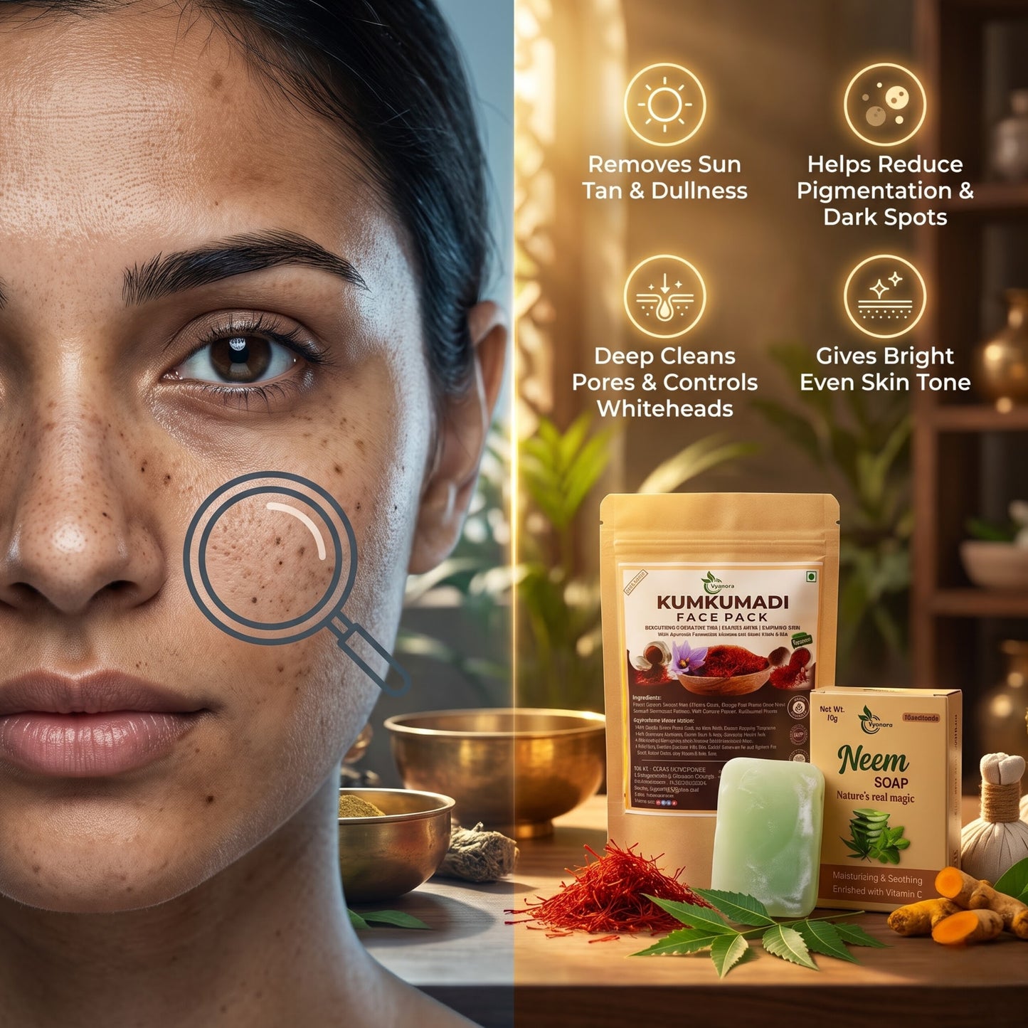 Kumkumadi facepack and Neem soap combo